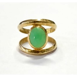 Natural Chrysoprase Rings Engagement Rings 925 Gold Platede Silver Rings